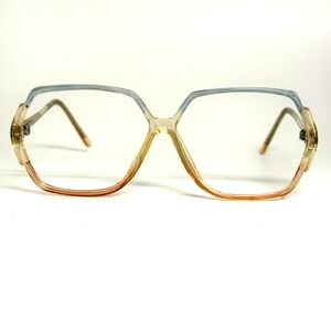 Kenmark Gallery Jean Vintage Oversized Geometric Eyeglass Frames Blue Peach 56mm